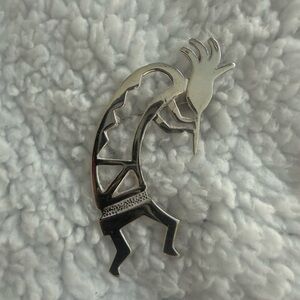Kokopelli Navajo Native American 925 Silver Tribal Brooch/pin.